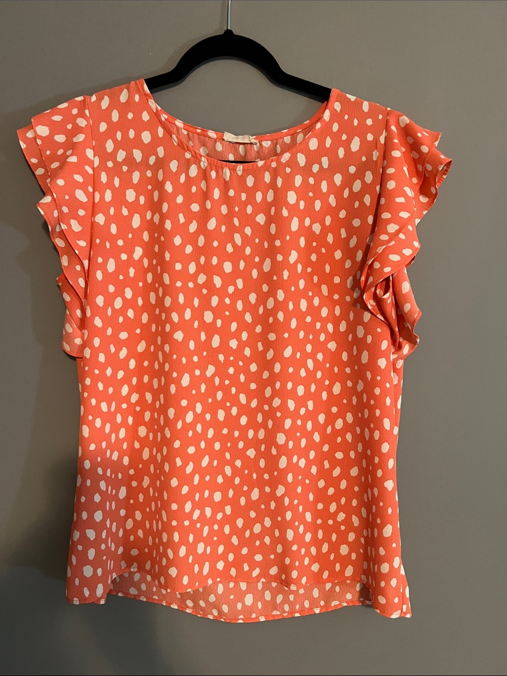 Ruffle Sleeve Coral Dot Blouse
